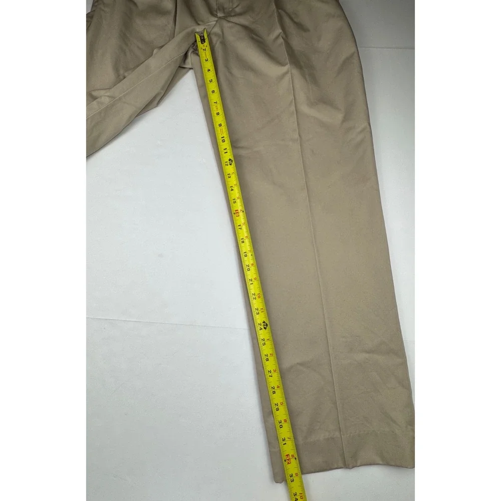 L.L. Bean Pleated Chinos 38 Cotton Khaki Classic Comfort Waist Casual Work Pants